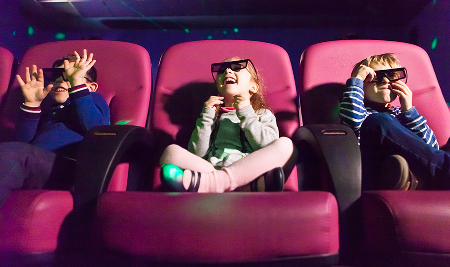 Kids watching 4D film